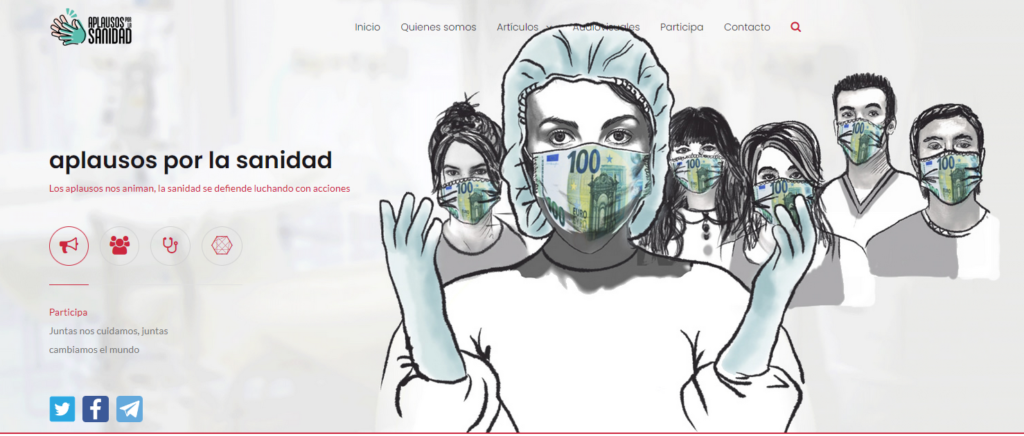 web aplausos por la sanidad